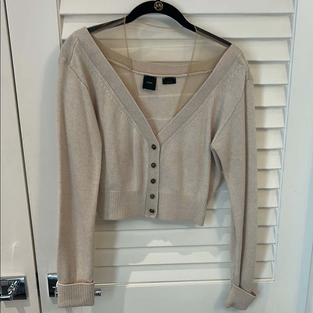 Pinko Elegant Cream and sheer Button-Up Sweater